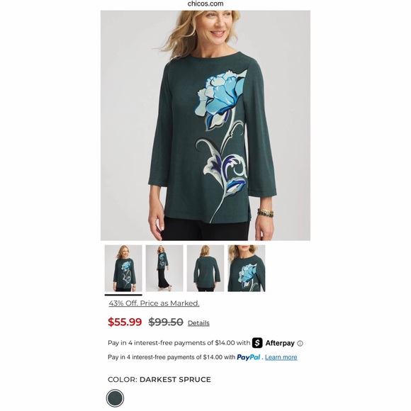 Chico’s Traveler’s Floral Artisanal Boatneck Tunic Top - Picture 9 of 9